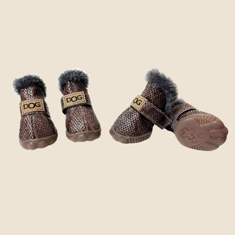 Pet Warm Leather Boots