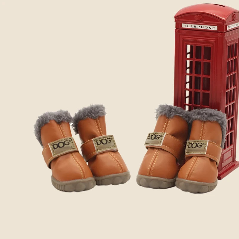 Pet Warm Leather Boots