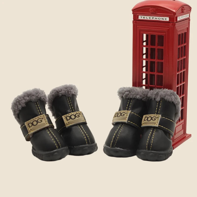 Pet Warm Leather Boots