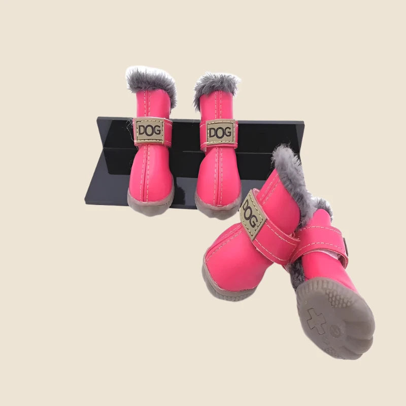 Pet Warm Leather Boots